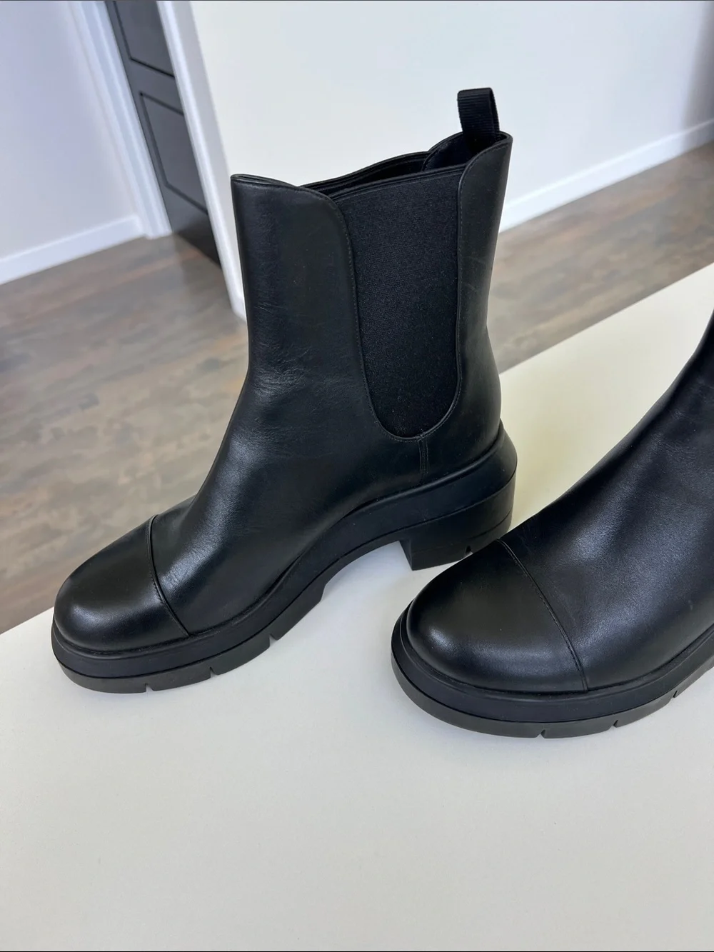 Stuart Weitzman black leather norah combat booties ankle boots size 10C